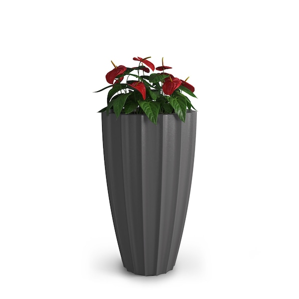 Sedona 28in Tall Planter - Graphite Grey